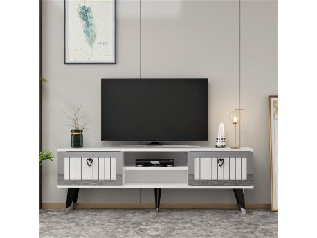 HANAH HOME TV polica Lidya White Silver
