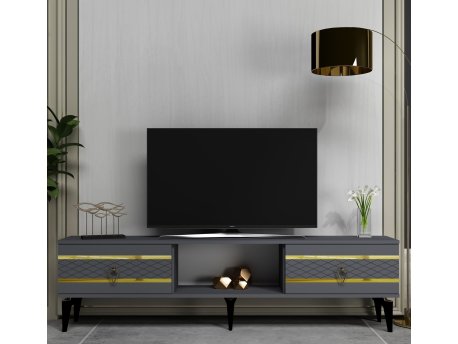 HANAH HOME TV polica Pelin Anthracite Gold