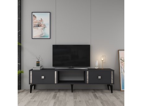 HANAH HOME TV polica Doruk Anthracite Silver