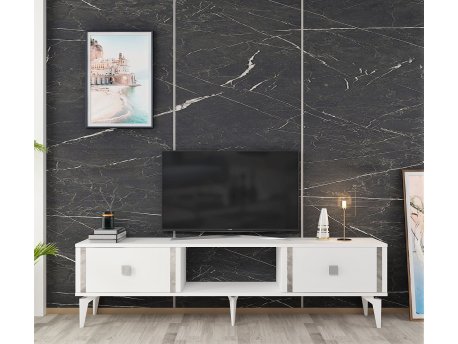 HANAH HOME TV polica Doruk White Silver