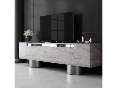 HANAH HOME TV polica Bohem Travertine Silver