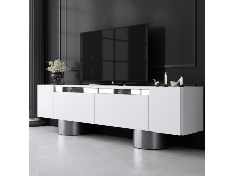 HANAH HOME TV polica Bohem White Silver