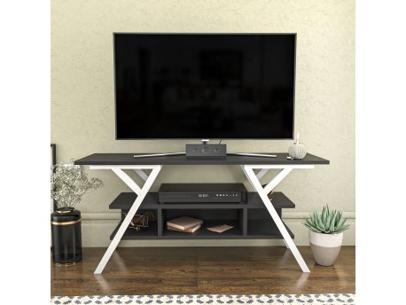 HANAH HOME TV polica Minerva White Anthracite