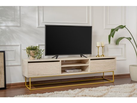 HANAH HOME TV polica Escape 180 Gold Travertine