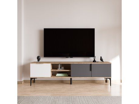HANAH HOME TV polica Tarz White Anthracite Oak