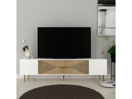 HANAH HOME TV polica Dekol1 White Sapphire Oak Gold