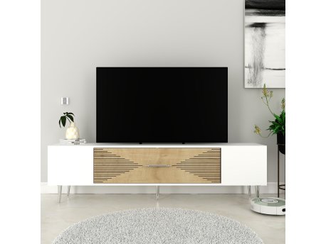 HANAH HOME TV polica Dekol1 White Sapphire Oak Silver