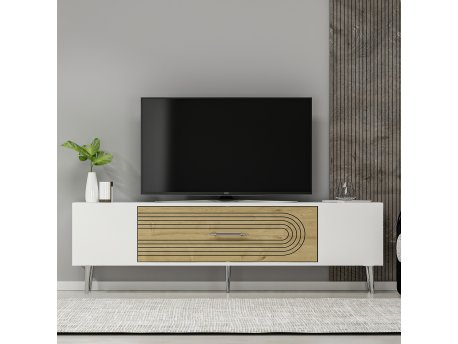 HANAH HOME TV polica Dekol3 White Sapphire Oak Silver
