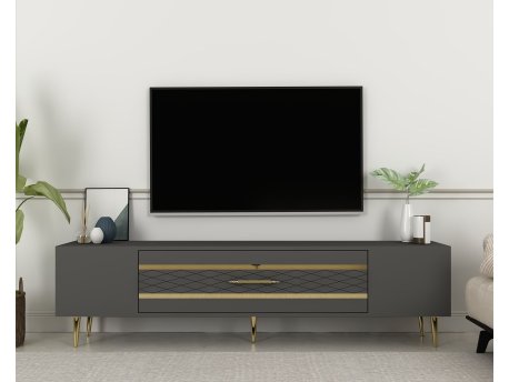 HANAH HOME TV polica Dekolp2 Anthracite Gold