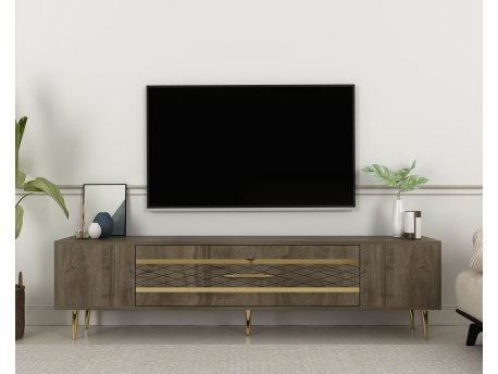HANAH HOME TV polica Dekolp2 Walnut Gold