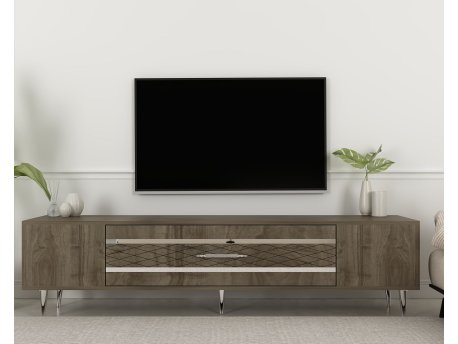HANAH HOME TV polica Dekolp2 Walnut Silver