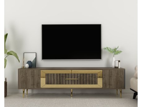 HANAH HOME TV polica Dekolp3 Walnut Gold