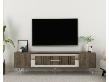 HANAH HOME TV polica Dekolp3 Walnut Silver