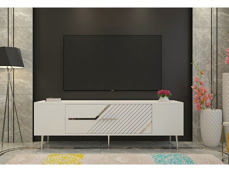 HANAH HOME TV polica Dekolp5 White Silver