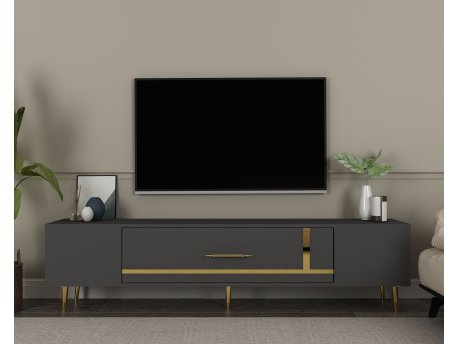 HANAH HOME TV polica Dekop1 Anthracite Gold