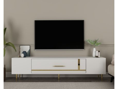 HANAH HOME TV polica Dekop1 White Gold