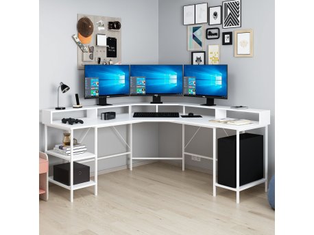HANAH HOME Radni sto Power Raflı L White