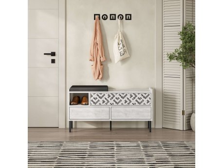 HANAH HOME Heaton Shoe Bench Ancient White