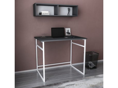 HANAH HOME Radni sto Hussum White Anthracite