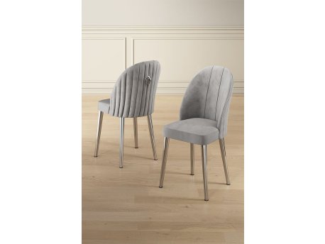 HANAH HOME Set 2 stolice Mara Grey Chrome