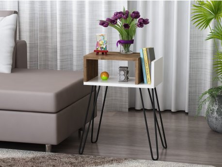 HANAH HOME Pomoćni stočić Kristal White Walnut