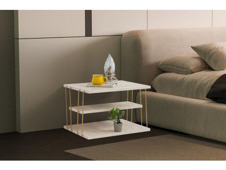 HANAH HOME Pomoćni stočić Lifon Gold Travertine