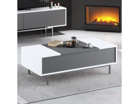 HANAH HOME Sto za dnevnu sobu Force Anthracite White Silver