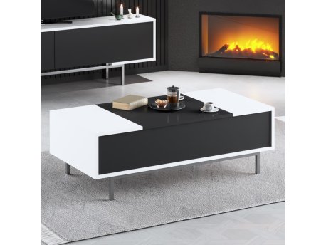 HANAH HOME Sto za dnevnu sobu Force Black White Silver
