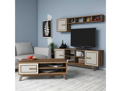 HANAH HOME Set za dnevnu sobu Ayla Walnut Cream