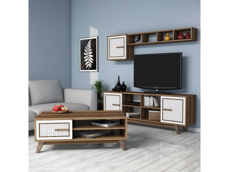 HANAH HOME Set za dnevnu sobu Ayla Walnut White