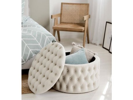 HANAH HOME Tabure Nilka Kapitone Pouffe White