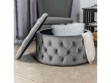 HANAH HOME Tabure Nilka Kapitone Pouffe Grey