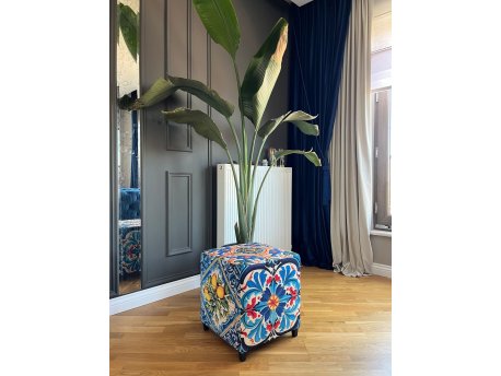 HANAH HOME Tabure Jungle Scar Pouffe Blue