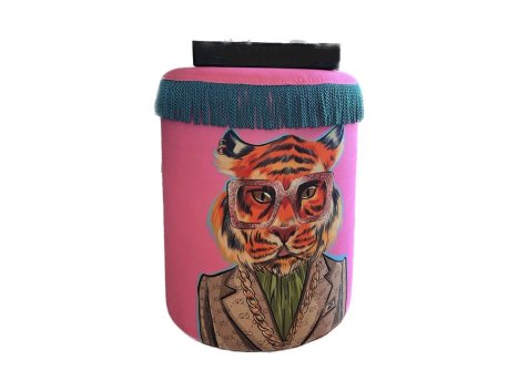 HANAH HOME Tabure Jungle Scar Pouffe Tiger