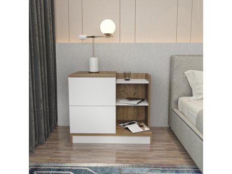 HANAH HOME Noćni stočić Rena White Walnut