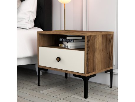 HANAH HOME Noćni stočić Lizbon 533 Walnut Cream