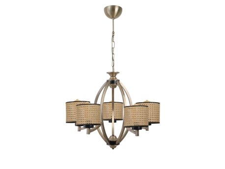 OPVIQ Paul 5 Li Eskitme Avize Rattan Abajurlu luster