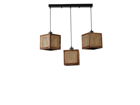 OPVIQ Kumsal 3 Lu Sıralı Ceviz Rattan Avize lusteri