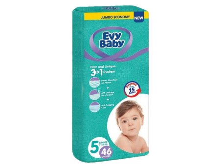 EVYBABY Pelene Jumbo 5 junior 12-25kg 46kom 3 u 1