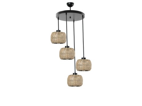 OPVIQ Tıger 4 Lu Tepsili Rattan Sarkıt luster