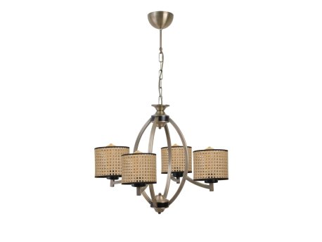 OPVIQ Paul 4 Lu Eskitme Avize Rattan Abajurlu luster