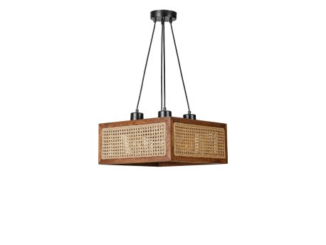 OPVIQ Kumsal 4 Lu Kare Ceviz Rattan Avize luster