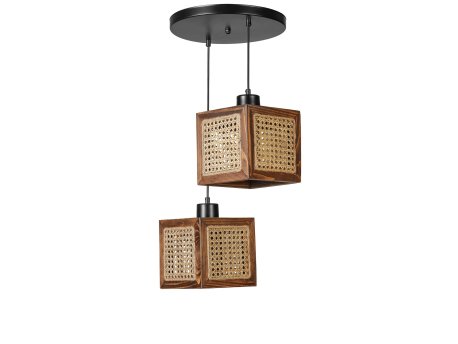 OPVIQ Kumsal 2 Li Tepsili Ceviz Rattan Avize ratan luster