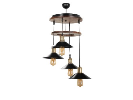 OPVIQ David 4 Lu Ceviz Sıralı Metal Baslıklı Sarkıt V2 Braon - Crni luster