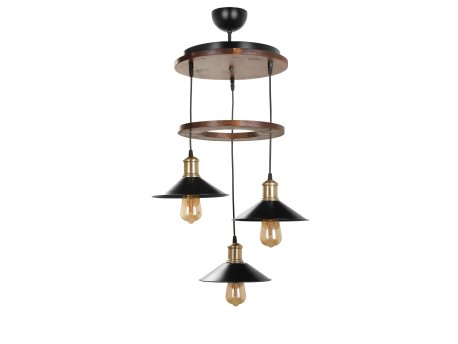 OPVIQ David 3 Lu Ceviz Tepsili Metal Baslıklı Sarkıt Braon - Crni luster