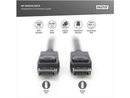 DIGITUS Kabl Display port na Display port 1.4 8K 2m crni