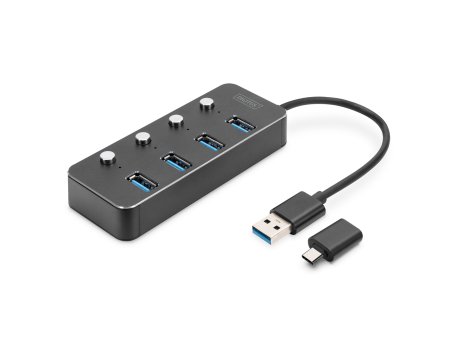 DIGITUS USB hub 4 3.0 porta sa prekidačima