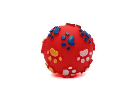 Savacoop Igračka za psa - lopta bodljikava sa šapicama 10cm-crvena