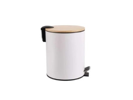 ESTIA Kanta za otpatke metal bambus sa pedalom 5l bela ES02-12731