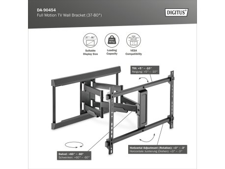 DIGITUS Zglobni nosač za televizore 37-80''